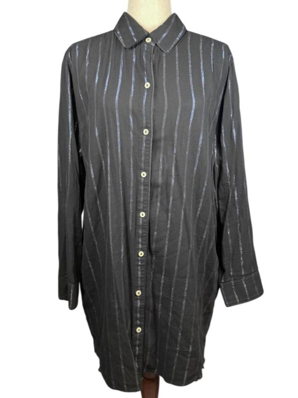 Victoria's Secret black and metallic striped button up